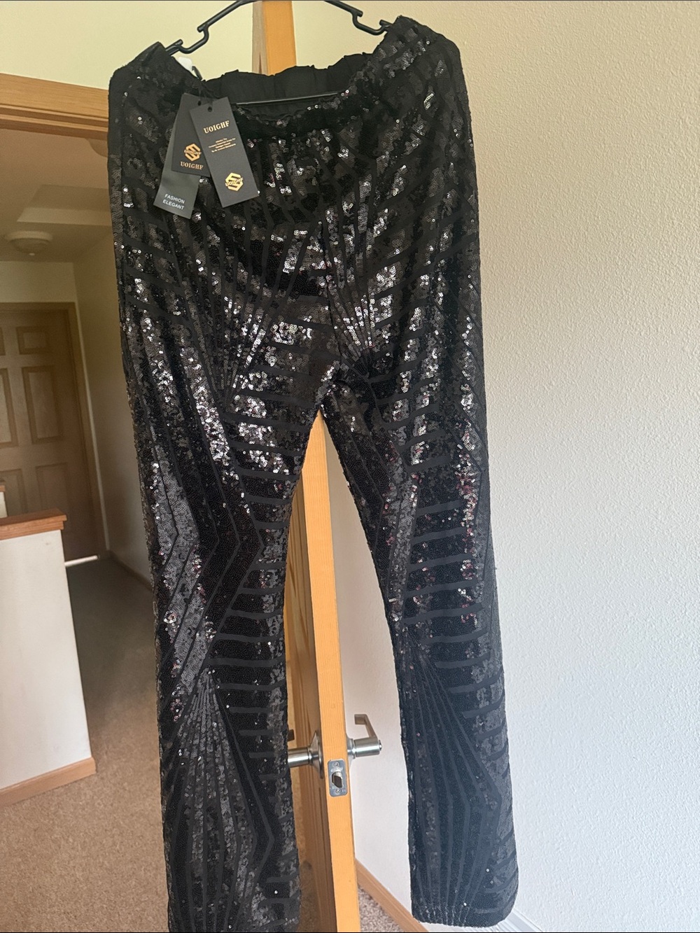 adidas Black Sequin Wide-Leg Pants
